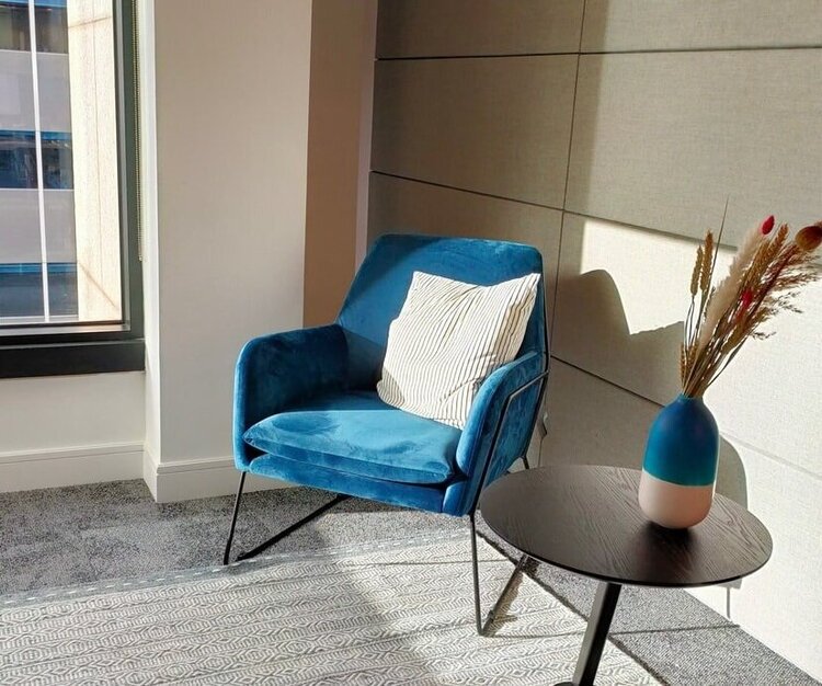 Blue Chair and Table Plant